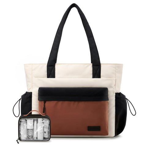 LOVEVOOK Tote Bag for Women, Puffer Work Tote with Zipper & Compartments, Travel bag Shoulder Handbag for Nurse Teacher Daily Use, Lightweight Large Totes Bag for Women