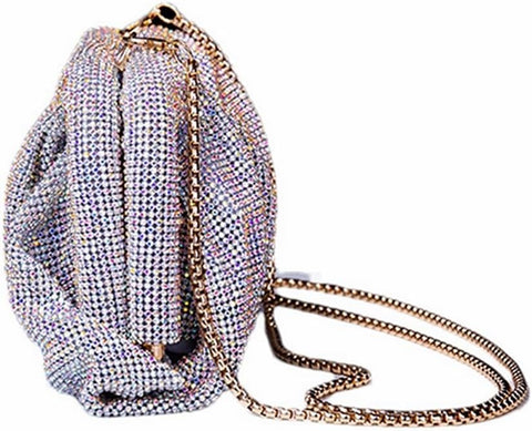 WuDiaoer Women Rhinestone Clutch Purse Diamond Evening Bag Chain Handbag Ladies Dumpling Bag Wedding Party Purse, Orange Red WuDiaoer
