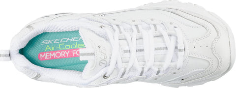 Skechers Sport womens D'LITES FRESH START Memory Foam Lace-up Sneaker,White Silver,9 M US Skechers