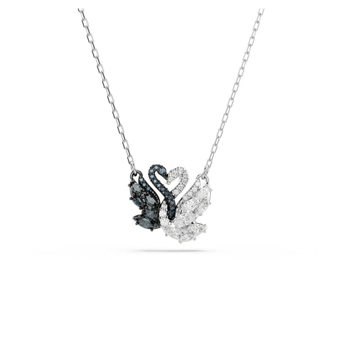 Swarovski Swan Pendant, Swan, Black, Rhodium Finish