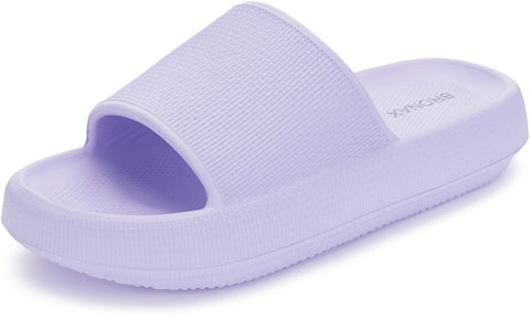 BRONAX Slides for Women Lavender Pillow Slippers Garden House Home Puffy Sandals Slipers for Female Laides Size 8 Comfy Cushioned Thick Sole 39-40 Light Purple BRONAX