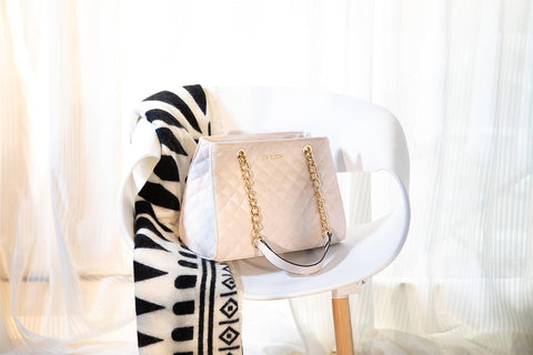 Montana West Tote Bag for Women Quilted Chain Handbags Shoulder Purse White Gift MWC-040BG Montana West