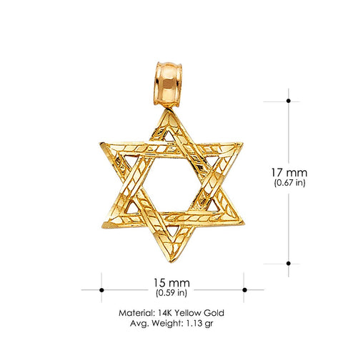 Ioka - 14K Yellow Gold Star of David Charm Tiny Size Jewish Pendant For Necklace or Chain