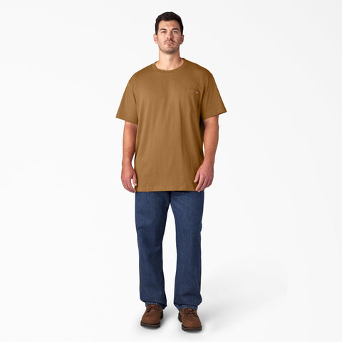 Dickies Mens Heavyweight Crew Neck Short Sleeve Tee Henley Shirt, Brown Duck, Large US
