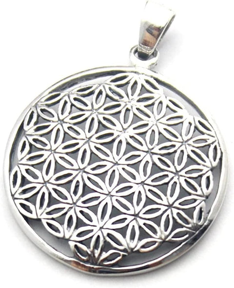 COSUMOSU flower of life Sacred Geometry 925 Sterling Silver Pendant - 1.06″ Circle