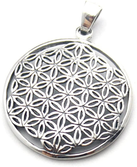 COSUMOSU flower of life Sacred Geometry 925 Sterling Silver Pendant - 1.06″ Circle