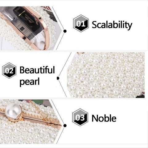 YYIHER Pearl Clutch White Clutch Purses for Women Evening Handbags Beaded Clutch Wedding Bridal Clutch Parites Prom YYIHER