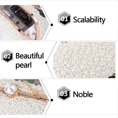 YYIHER Pearl Clutch White Clutch Purses for Women Evening Handbags Beaded Clutch Wedding Bridal Clutch Parites Prom YYIHER