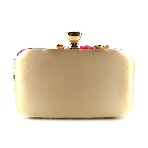 Lanpet Women Clutches Flower Evening Handbag Chain Strap Shoulder Bag Gold Lanpet