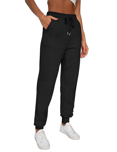 Yeokou Women's Warm Sherpa Lined Athletic Sweatpants Jogger Fleece Pants (Medium, Black)