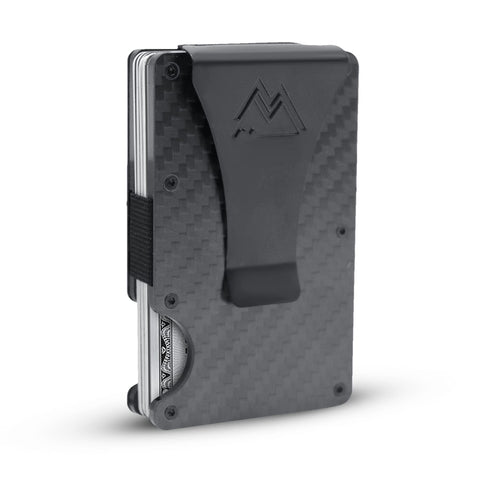 Mountain Voyage Co Minimalist Wallet for Men & Women - Slim RFID Wallet, Scratch Resistant, Credit Card Holder & Money Clip, Easily Removable Money & Cards, (Matte Carbon Fiber)
