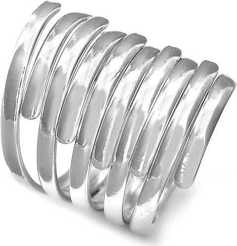 Boho-Magic 925 Sterling Silver Band Rings for Women Wide Wrap Statement Ring (9) Boho-Magic