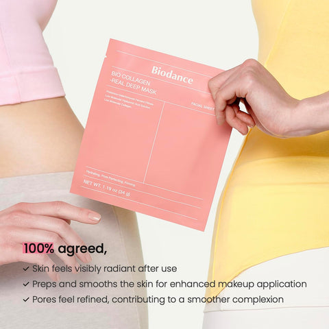 BIODANCE Bio-Collagen Real Deep Mask, Hydrating Overnight Hydrogel Mask, Pore Minimizing, Elasticity Improvement, 34g x4ea BIODANCE