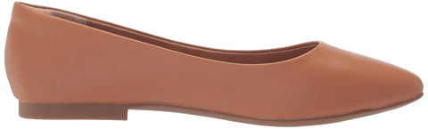 Amazon Essentials Women's Pointed-Toe Ballet Flat, Camel, 8