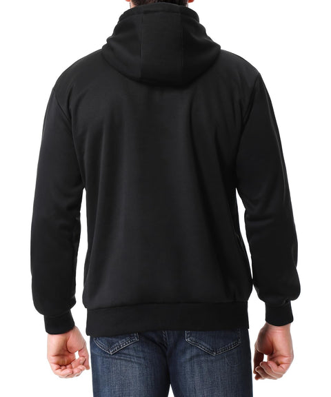 TUAOVA Men's Relaxed Fit Fleece-Lined Pullover Hooded Sweatshirt Comfortable and Soft(Black,L)