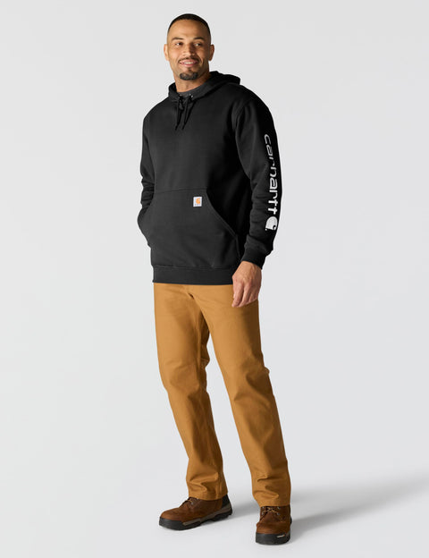 Carhartt Mens Loose Fit Midweight Logo Sleeve Graphic Fashion Sweatshirts, Black, Large US