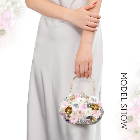 Freie Liebe Floral Clutch Beaded Purses for Women 3D Flower Evening Bag for Wedding, Bridal Freie Liebe