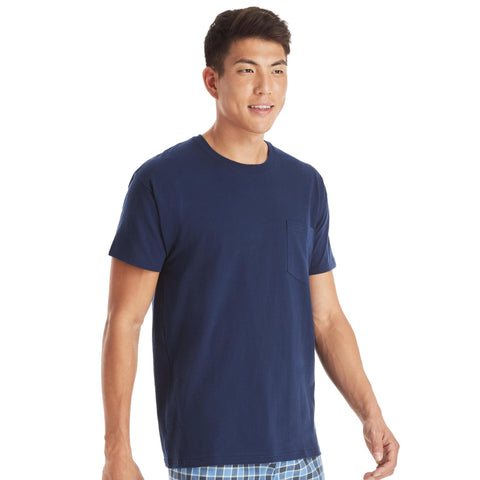 Hanes Men's Cotton Pocket T-Shirt, Moisture-Wicking with Odor Control, Assorted, 6-Pack