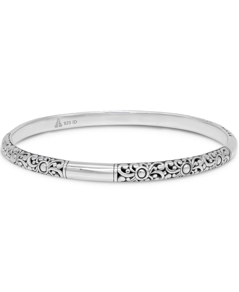DEVATA Sterling Silver 925 Bali Filigree Slide-on Bangle Bracelet FLK5926ASS (Size Medium) DEVATA