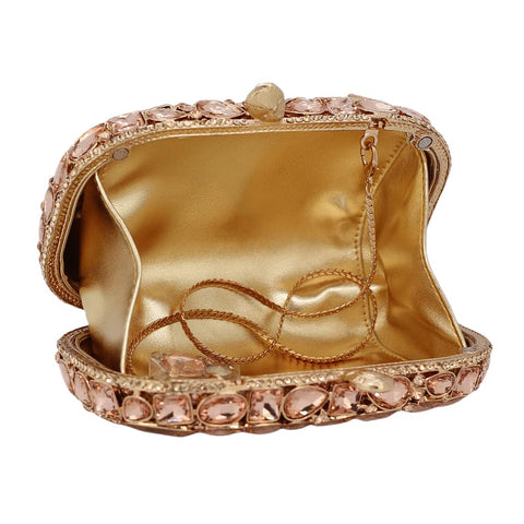 Rhinestone Crystal Clutch Purse for Women, Evening Wedding Formal Bag with Synthetic Agate Stones Clasp, Silver (champagne) Chaliwini