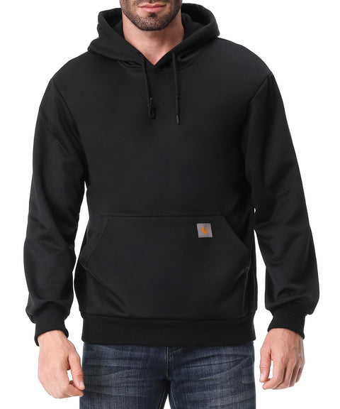 TUAOVA Men's Relaxed Fit Fleece-Lined Pullover Hooded Sweatshirt Comfortable and Soft(Black,L)