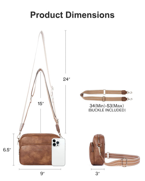 CHOLISS Small Crossbody Bags for Women, Leather Purses Designer Shoulder Handbags w/Adjustable Wide Strap Credit Card Slots (Brown) CHOLISS