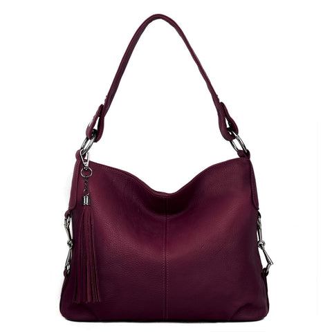 YALUXE Genuine Leather Shoulder Bag Stylish Hobo Handbag Women's Crossbody Purse Travel Top-Handle Tassel YALUXE