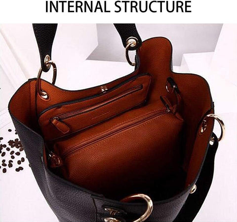 Pahajim Tote Handbags for Women Large Capacity Work PU Leather Bucket Purse Designer Satchel Hobo Shoulder Bags (brown) Pahajim