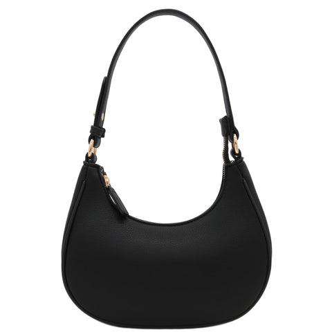 FashionPuzzle Small Crescent Shoulder Bag Underarm Purse (Black) FashionPuzzle