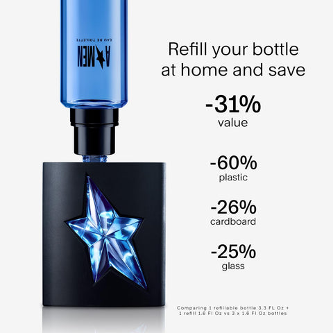 Mugler A*Men - Eau de Toilette - Mens Cologne - Woody & Ambery - With Patchouli & Coffee Extract - Long Lasting Fragrance - 3.3 Fl Oz Mugler