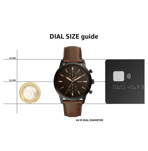 Fossil Men's Townsman Quartz Stainless Steel and Leather Chronograph Watch, Color: Black, Dark Brown (Model: FS5437) Fossil