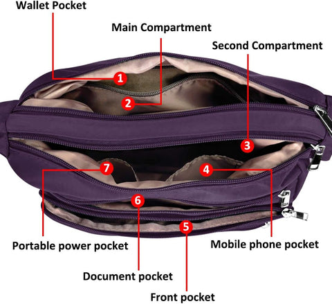 VOLGANIK ROCK Crossbody Bag for Women Waterproof Messenger Shoulder Bag Casual Nylon Purse Handbag Multi Pocket Lightweight Travel Bag VOLGANIK ROCK