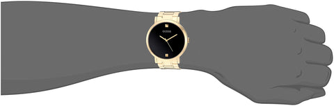 GUESS Men Analog Quartz Watch with Stainless Steel Strap, Gold-Tone/Black, 21.8 (Model: U1315G2) GUESS
