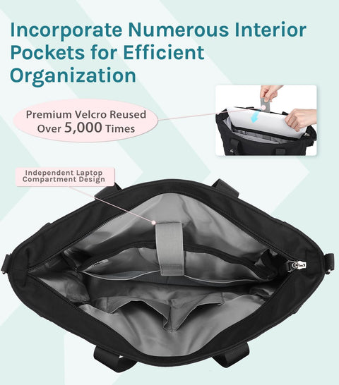 POPUTALLY Tote Bag for Women, Carry on Bag, Large Shoulder Bag with Strap, Top Handle Handbag for Shop, Gym, Travel, Work(Black) POPUTALLY