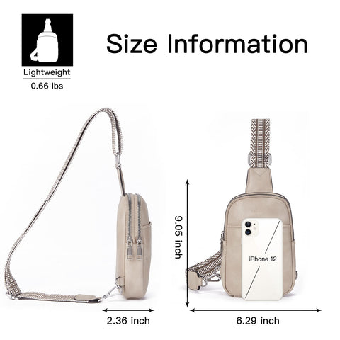 Telena Sling Bag for Women Vegan Leather Fanny Pack Crossbody Bags Chest Bag for Women Grey Telena