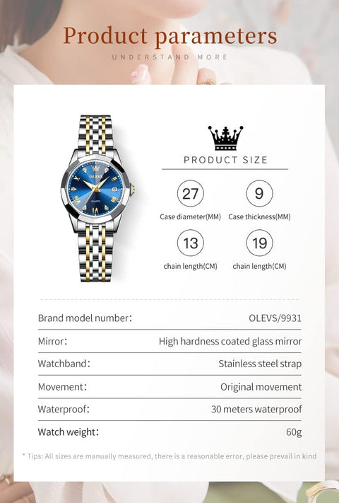 OLEVS Watches Women with Date Silver Stainless Steel Luxury Ladies Watches with Small Writs Diamond Watches for Women Waterproof Elegant Dress Quartz Analog Women's Wrist Watches Reloj de Mujer, Two OLEVS