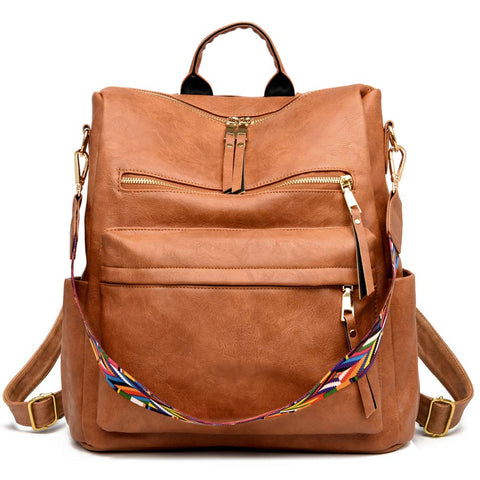 ZOCILOR Fashion Backpack Purse for Women Multipurpose Design Convertible Satchel Handbags and Shoulder Bag PU Leather Travel bag (Brown) ZOCILOR