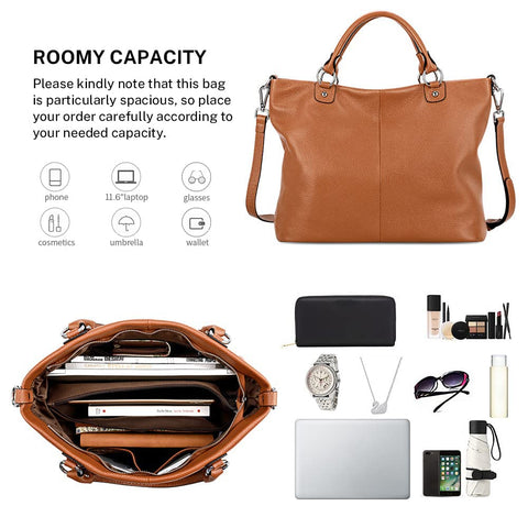 Kattee Women's Soft Genuine Leather Tote Bag, Top Satchel Purses and Handbags Kattee