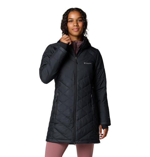 Columbia Womens Heavenly Long Hooded Puffer Jacket, Black, Large Columbia