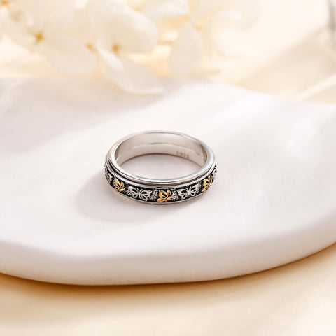 SHEAISRS Butterfly Rings 925 Sterling Silver Various Flying Butterflies Rings for Women Anxiety Relieve Spinner Statement Rings Jewelry for Her SHEAISRS