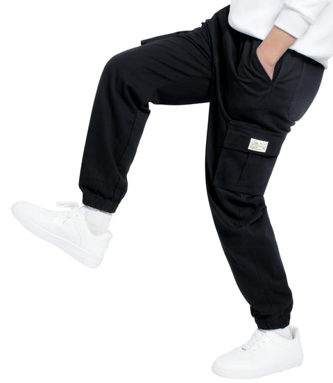 TLAENSON Boys Cargo Joggers Pants Casual Jogging Trousers Bottom for Kids Black Size 175/14-16 Years