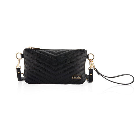 Itzy Ritzy Boss Pouch Wristlet, Crossbody Clutch & Belt Bag - Black Clutch Purse for Women - Includes Crossbody Strap & Wristlet Strap - Features 6 Card Slots & 2 Zippered Pockets (Jetsetter) Itzy Ritzy