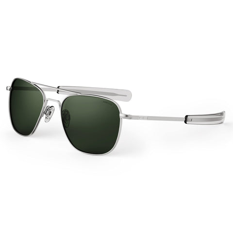 Randolph Eyewear Aviator Sunglasses for Men and Women – Classic Aviator Glasses with Polarized Lenses and Matte Chrome Frame, UV Protection Sunglasses Made to Last a Lifetime (Agx Green)