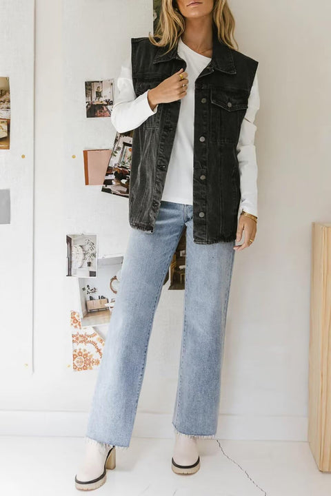 KDF Straight Leg Jeans for Women High Waisted Jeans Frayed Baggy Pants Raw Hem Loose Stretchy Cropped Wide Leg Jeans Light Blue Size 8
