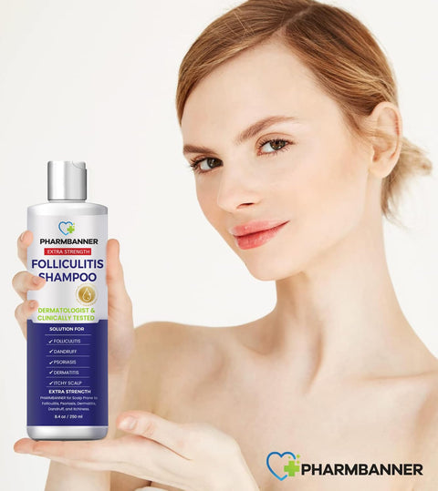 PHARMBANNER Anti-Fungal Shampoo for Folliculitis, Seborrheic Dermatitis, Scalp Psoriasis - Relieves Itchy & Dry Scalp