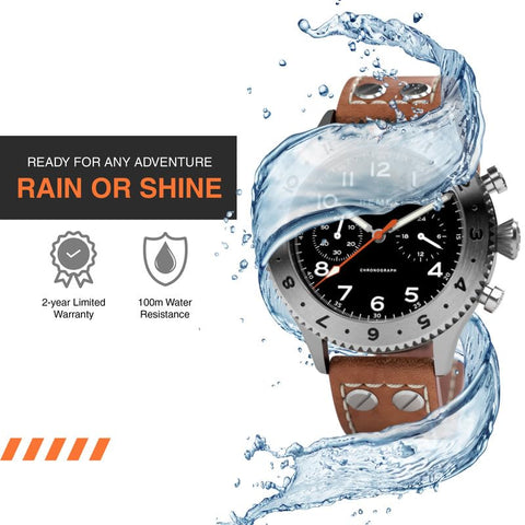 Hemel Hybrid Mechanical/Quartz Watch for Men - The Watches HFT20 Luxury Watch w/ VK64 Meca Quartz Movement, 316L Stainless Steel Case & C3 Lume - Mens Analog Watches, GMT Bezel Hemel