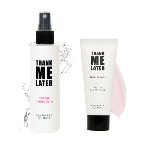 Elizabeth Mott Thank Me Later Primer & Setting Spray Duo – Oil-Control Face Primer for Smooth, Matte Finish & Hydrating Setting Spray with Niacinamide for Dewy, Long-Lasting Makeup – 30g + 95ml Elizabeth Mott