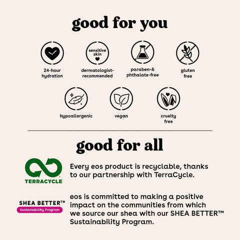 eos Shea Better Body Lotion- Vanilla Cashmere, 24-Hour Moisture Skin Care, Lightweight & Non-Greasy, Made with Natural Shea, Vegan, 16 fl oz eos