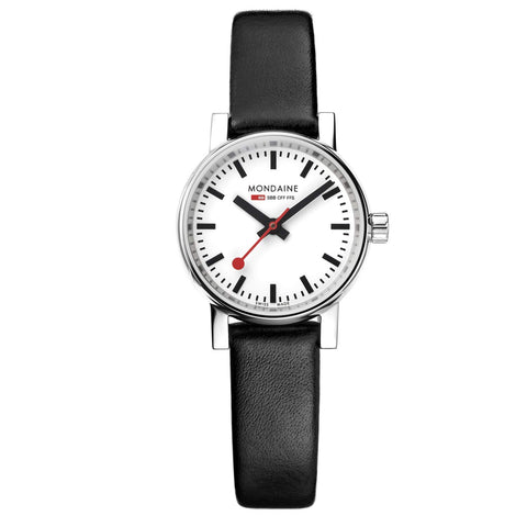 Mondaine - Evo2 MSE.26110.LB Womens Watch 26mm - Official Swiss Railways Wrist Watch Black Leather Strap 30m Waterproof Sapphire Crystal - Womans Watches - Made in Switzerland Mondaine