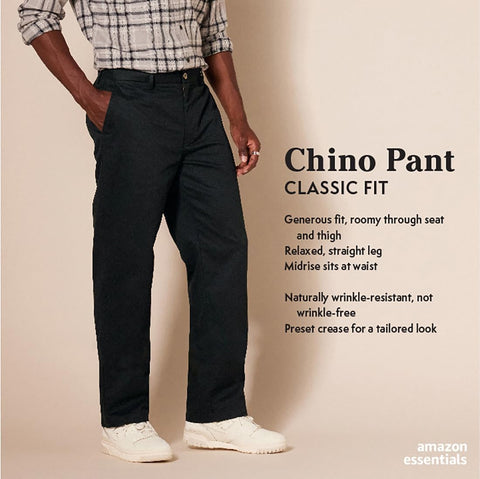 Amazon Essentials Men's Classic-Fit Wrinkle-Resistant Flat-Front Chino Pant (Available in Big & Tall), Khaki Beige, 36W x 34L